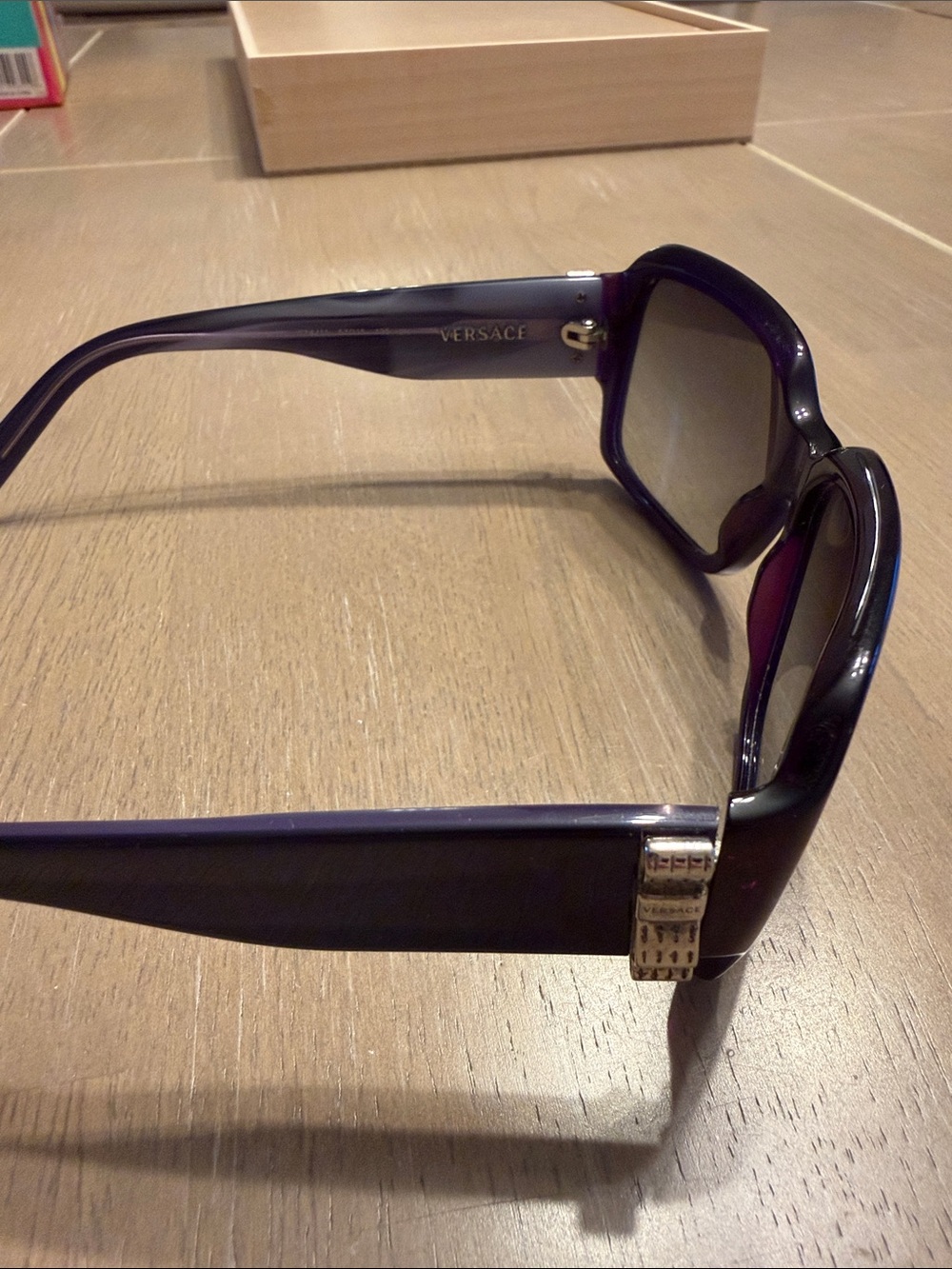 Versace Purple Gradient Square Sunglasses with Gold Accents